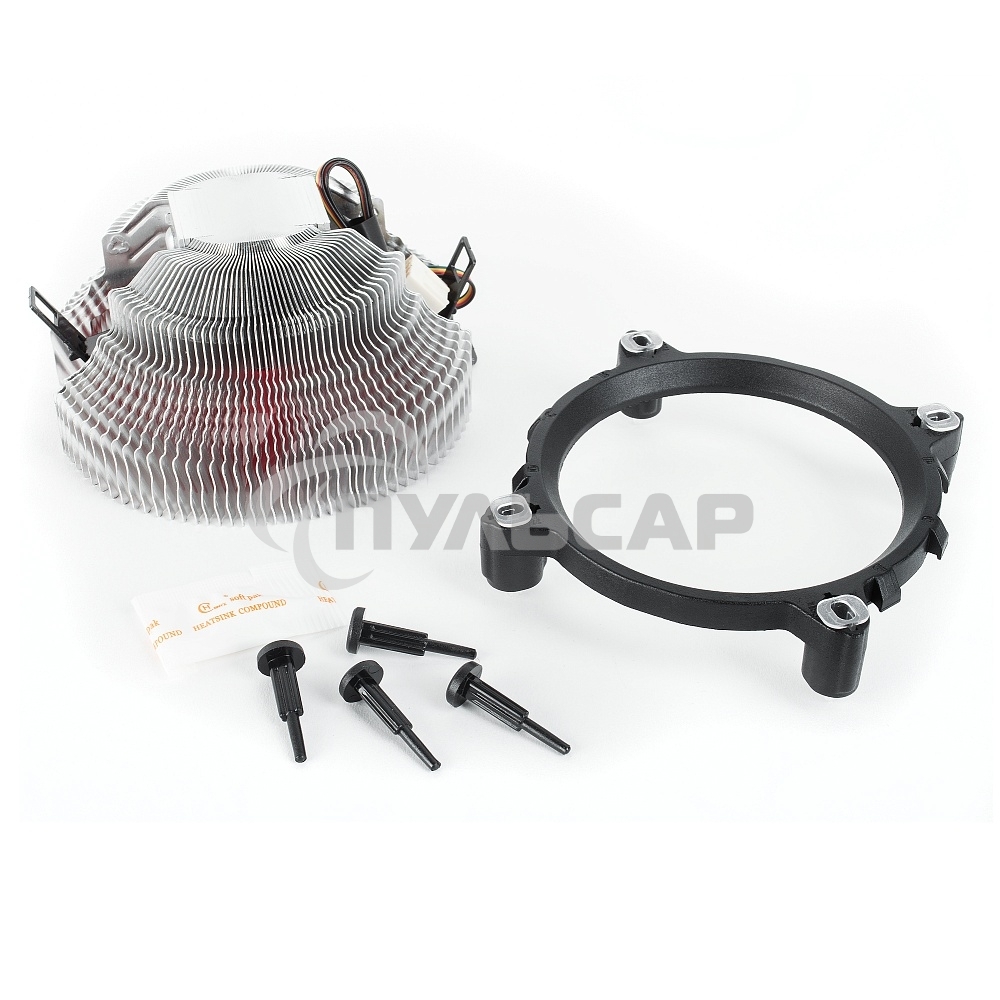 Кулер для процессора Crown CM-91PWM v2 серебристый/красный, 90 мм, алюминий, 2000 об/мин, 20 дБ, 4 pin, 125 Вт, 57 мм