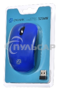 Мышь беспроводная Oklick 525MW голубой, 1000 dpi, радиоканал, USB, кнопки - 3