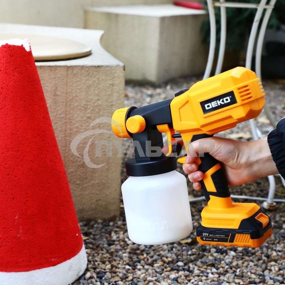 Краскопульт аккумуляторный DEKO SG20DK, 20В, 800 мл, 1x3.0А·ч 083-1133