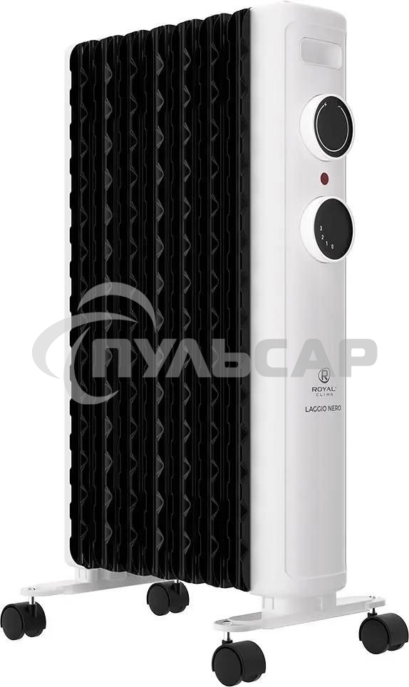 Обогреватель масляный Royal Clima Laggio Nero ROR-LN7-1500M, с терморегулятором, 1500Вт, 6 секций, 3 режима, белый/серый