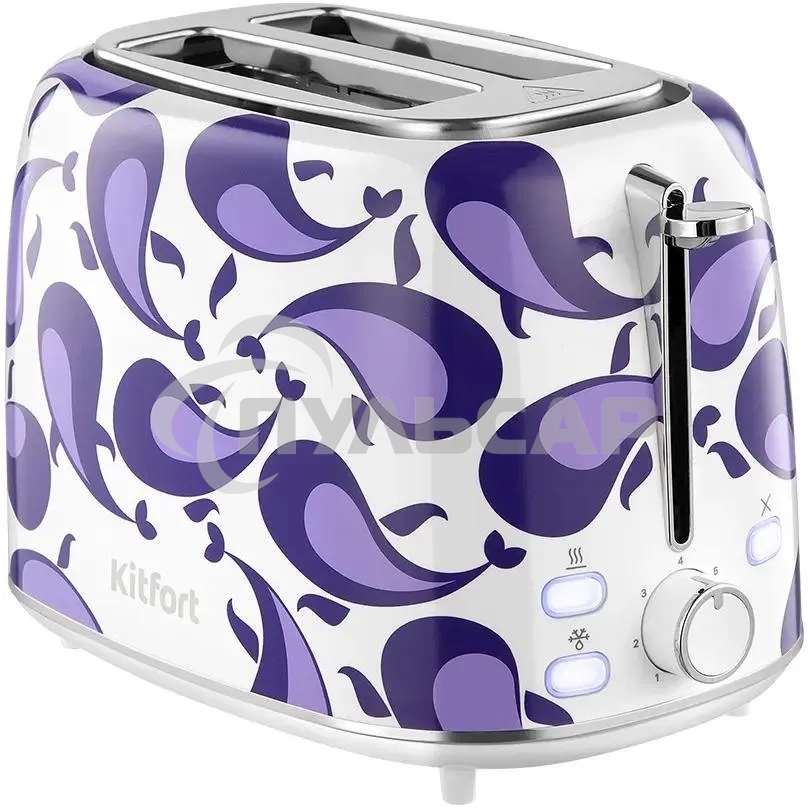 Тостер Kitfort КТ-6863 1080Вт белый/фиолетовый