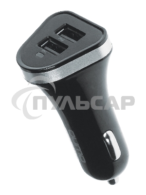 Автомобильное зарядное устройство QUMO 2A, 2 USB, 1A+1A черный, кабель Apple 8 pin в комплекте