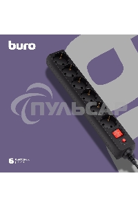 Сетевой фильтр Buro 600SH-16-3-B 3м (6 розеток) черный (коробка)