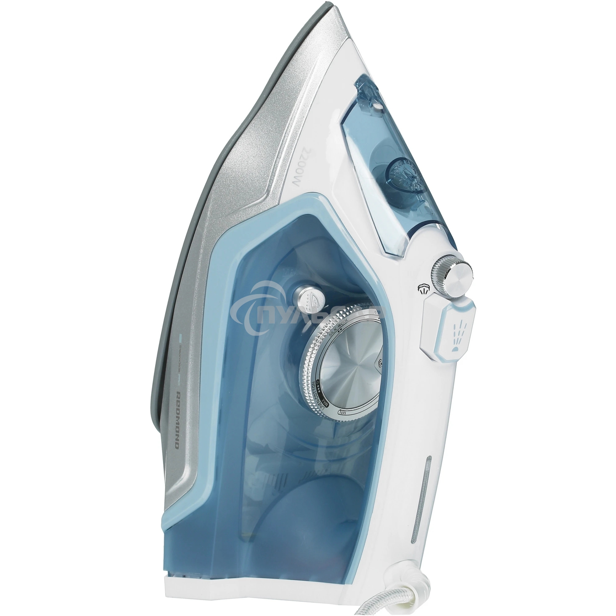 Утюг Redmond RI-C284 голубой, 2200 Вт, подошва - керамика, пар 35 г/мин, паровой удар 160 г/мин, самоочистка, антикапля