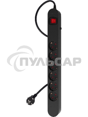 Сетевой фильтр Ippon NF-EU-3-16 3м (6 розеток) черный (коробка)