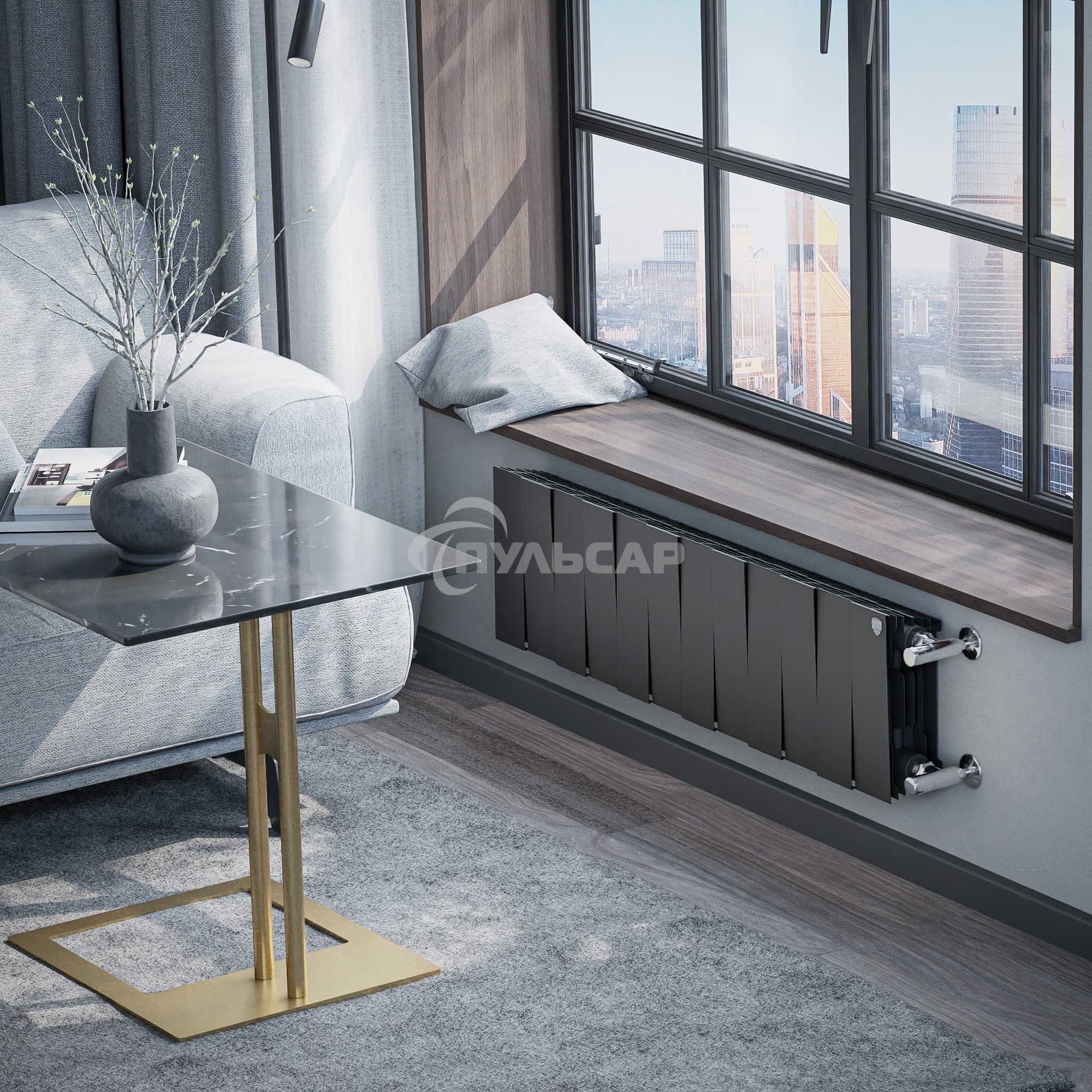 Радиатор биметаллический Royal Thermo PianoForte 200 черный - 12 секц.