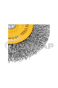 Щетка для дрели Denzel 100 мм, плоская, со шпилькой, нержавеющая витая проволока