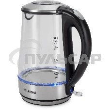 Чайник электрический Hyundai HYK-G8406 1.7л. 2200Вт прозрачный/черный (корпус: нержавеющая сталь)