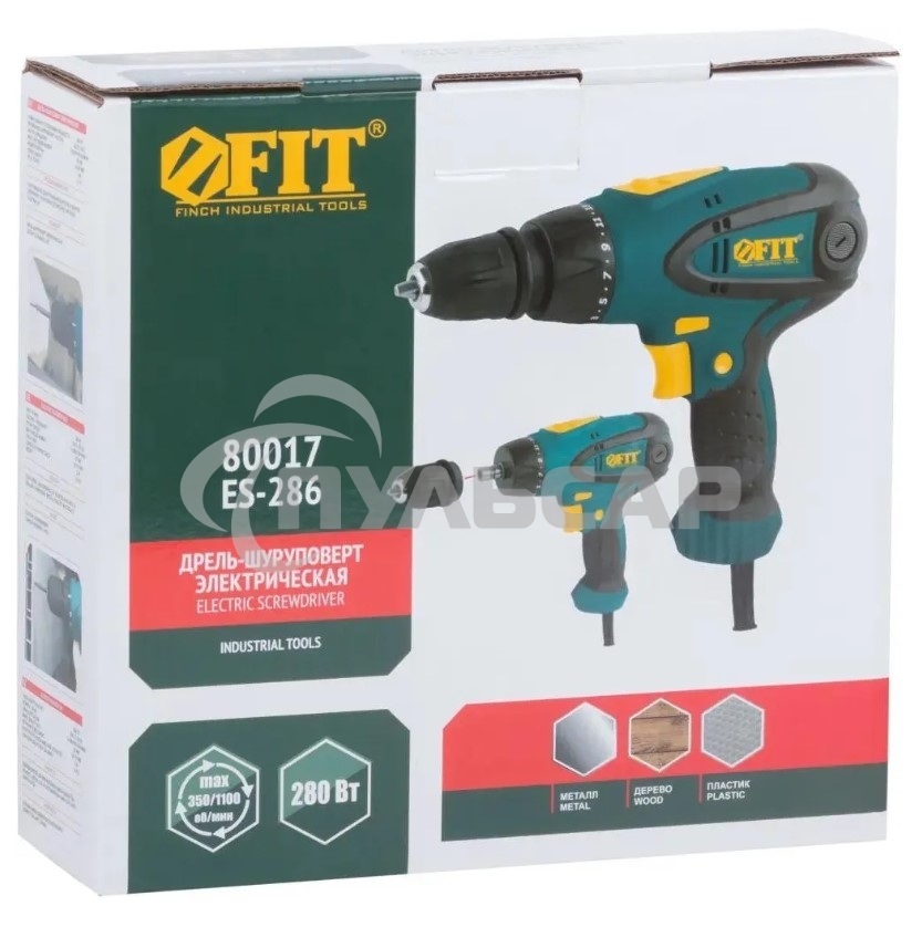 Дрель-шуруповерт FIT ES-286, Сетевая, 280 Вт