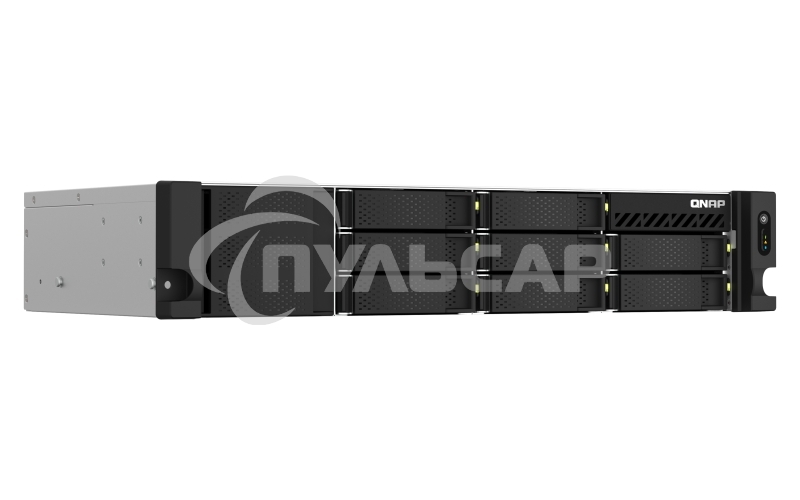 Сетевое хранилище SMB QNAP TS-873AeU-RP-4G NAS 8 HDD trays, 2x 2.5 GbE. 64-bit 4-core AMD V1500B 2,2 GHz, 4 Gb. RAM (1*4 Gb) up to 32Gb (2*16 Gb), 2 x M2 2280 (PCIe Gen3 x 1), 2xPSU W/o rail kit RAIL-B02