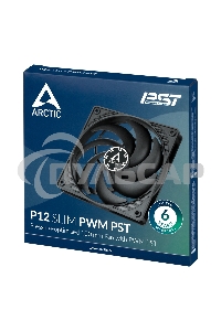 Вентилятор для корпуса Arctic P12 SLIM PWM PST черный, 120 мм, 2100 об/мин, 22.5 дБ, 4 pin