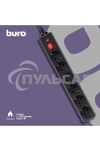 Сетевой фильтр Buro 600SH-16-3-B 3м (6 розеток) черный (коробка)