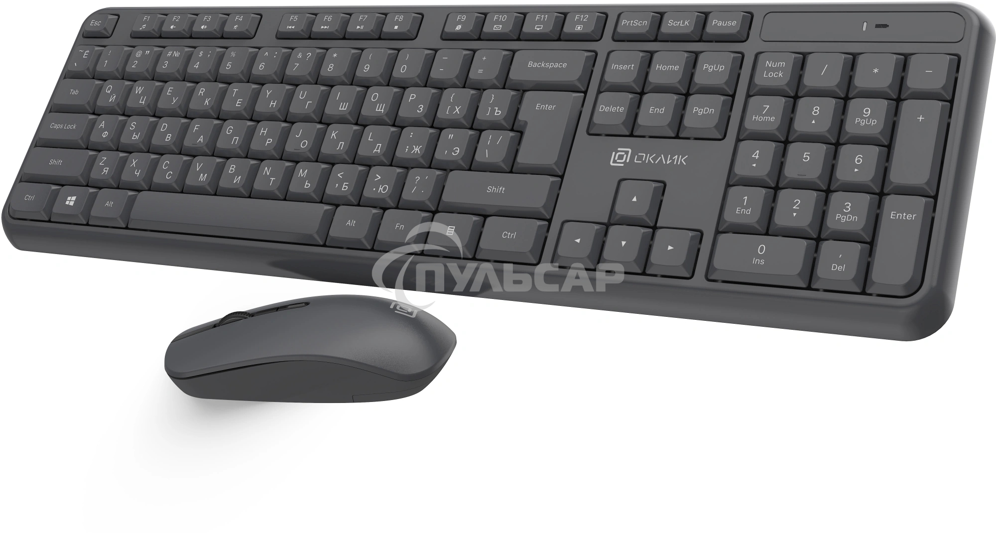 Комплект клавиатура + мышь Оклик S277W клав:серый мышь:серый USB беспроводная Multimedia (2066173)