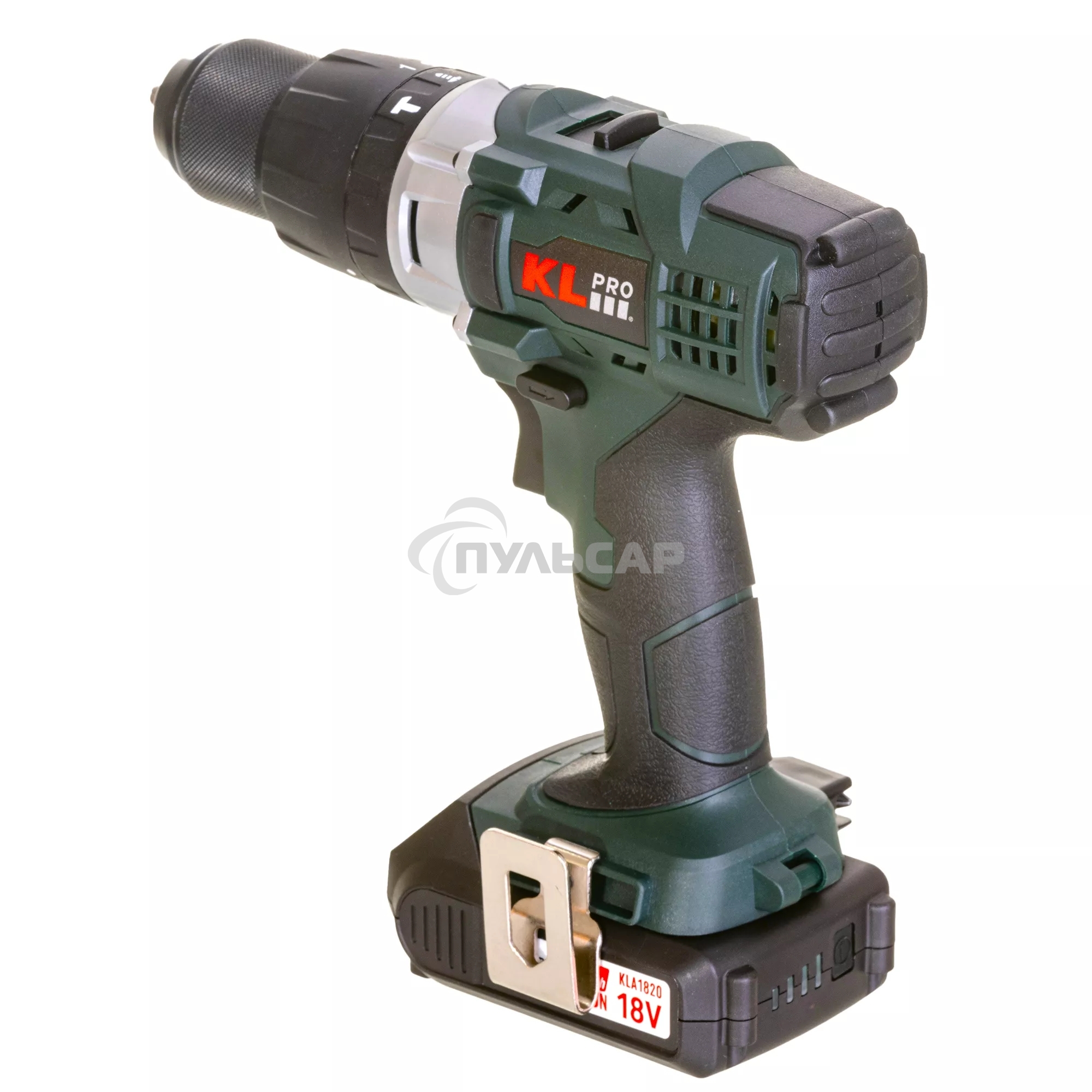 Профессиональный ударный шуруповерт KLPRO KLDM18-20 (18В, Li-ion-2шт, 2.0А·ч, 40Нм, 2 скорости, подсветка, магнитная бита,З/У,в кейсе)