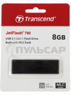 Флешка USB Transcend Jetflash 780 (TS8GJF780), 8 Gb, USB 3.0, R/W 100/20, черный / серебристый