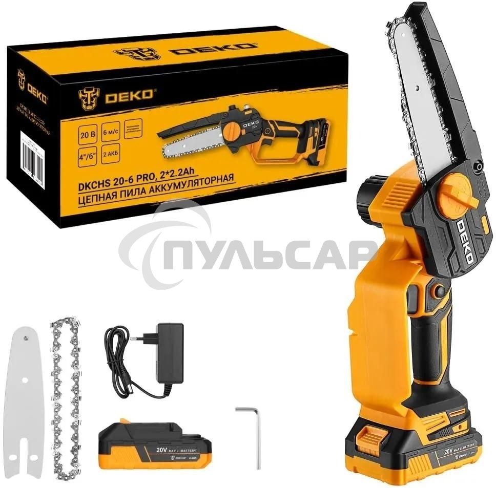 Пила цепная аккумуляторная DEKO DKCHS 20-6 PRO, 4