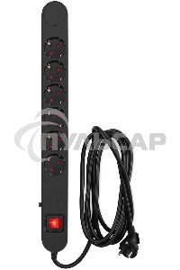 Сетевой фильтр Ippon NF-EU-3-16 3м (6 розеток) черный (коробка)