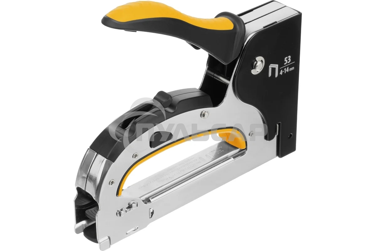 Степлер мебельный, стальной корпус, быстрая загрузка, регул. силы удара, тип 53, 4-14 мм Denzel