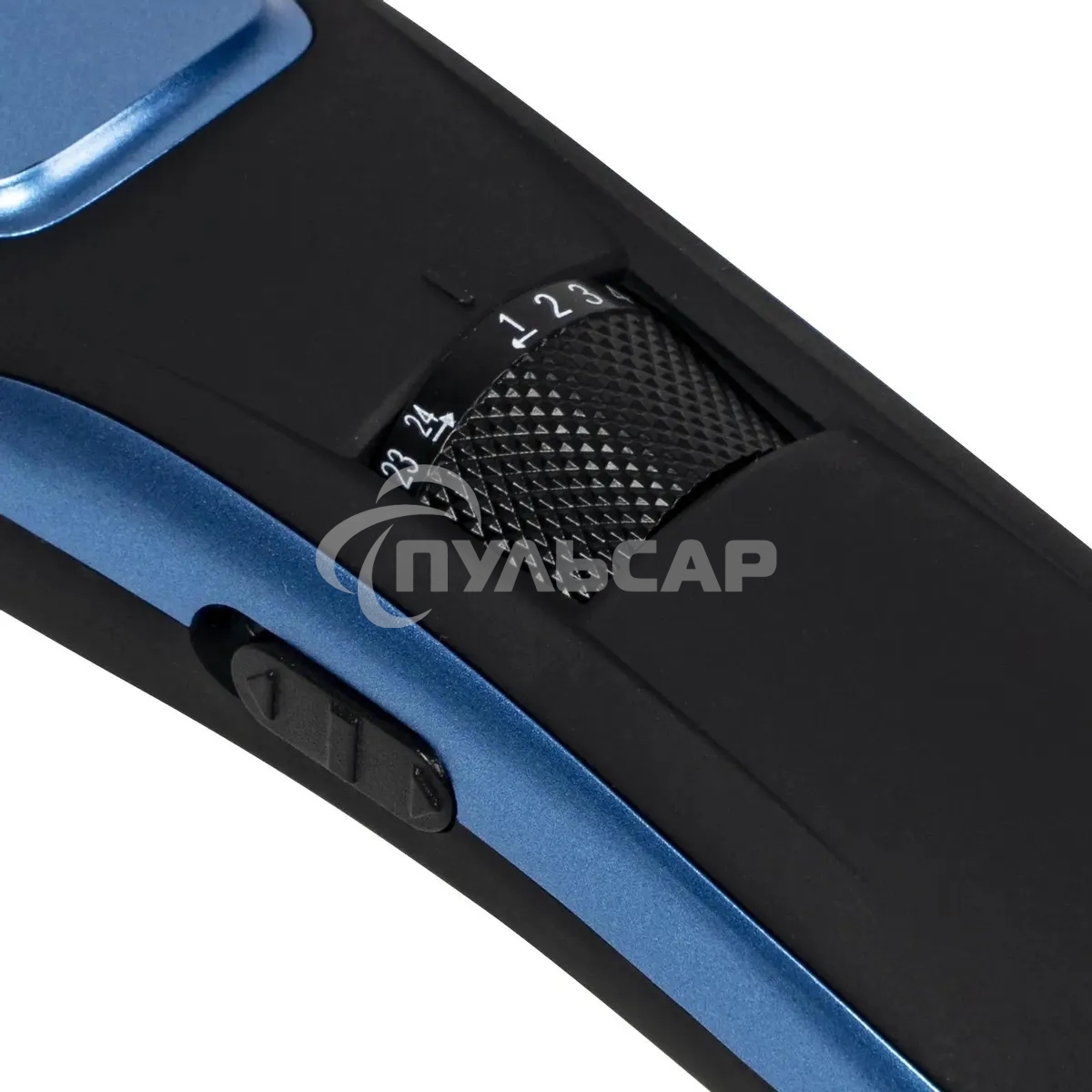 Набор для стрижки Galaxy Line GL 4166, черный с голубым, 3 Вт, время работы до 1,5 ч, аккум. Li-Ion 3,7 В, емк. аккум. 600 мА*ч, лезв. из нерж. стали, ширина лезвия 40 мм, 24 положения насадки-расчески (3,5 - 14,5 мм), филир. гребень, индик. заряда аккум.