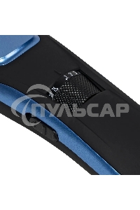 Набор для стрижки Galaxy Line GL 4166, черный с голубым, 3 Вт, время работы до 1,5 ч, аккум. Li-Ion 3,7 В, емк. аккум. 600 мА*ч, лезв. из нерж. стали, ширина лезвия 40 мм, 24 положения насадки-расчески (3,5 - 14,5 мм), филир. гребень, индик. заряда аккум.