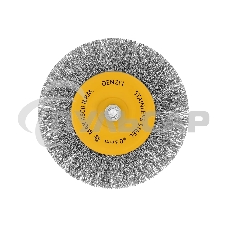 Щетка для дрели Denzel 100 мм, плоская, со шпилькой, нержавеющая витая проволока