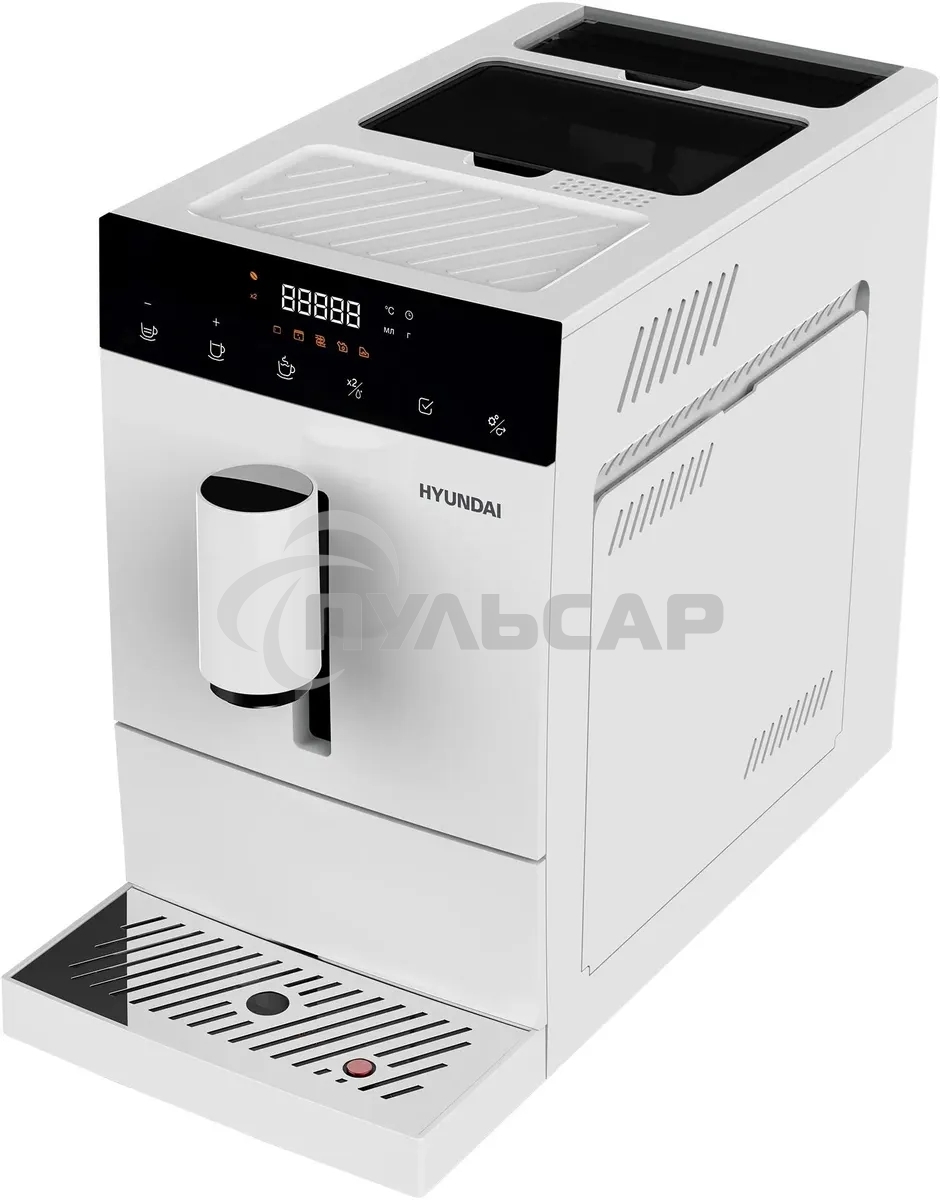 Кофемашина Hyundai HAM-4400 белый/черный, исп. кофе - зерновой, 1.1 л, 1350 Вт, 20 бар