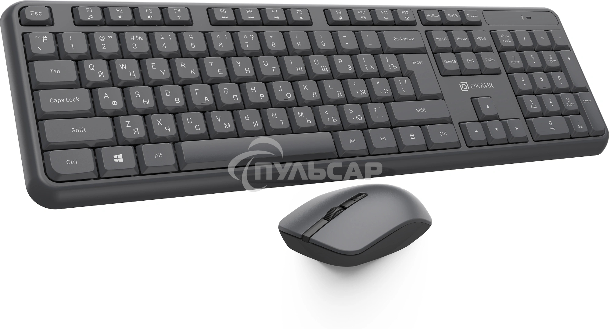 Комплект клавиатура + мышь Оклик S277W клав:серый мышь:серый USB беспроводная Multimedia (2066173)