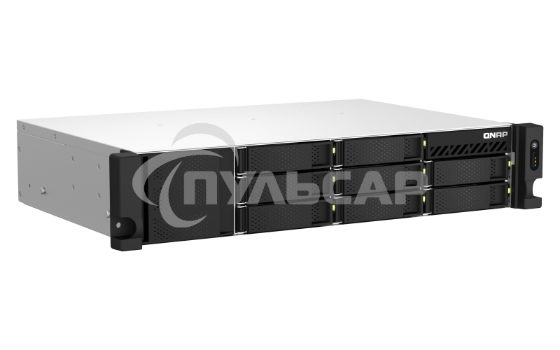 Сетевое хранилище SMB QNAP TS-873AeU-RP-4G NAS 8 HDD trays, 2x 2.5 GbE. 64-bit 4-core AMD V1500B 2,2 GHz, 4 Gb. RAM (1*4 Gb) up to 32Gb (2*16 Gb), 2 x M2 2280 (PCIe Gen3 x 1), 2xPSU W/o rail kit RAIL-B02