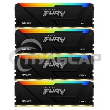 Оперативная память Kingston Fury Beast, DDR4, 32Gb (4x8Gb), 3600MHz, CL17, DIMM, с радиаторами, RGB, черный