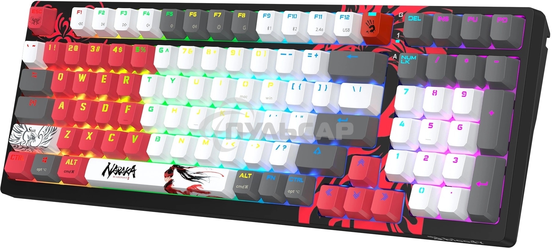 Клавиатура беспроводная механическая A4Tech Bloody WS98 Naraka USB черный/красный (WS98)