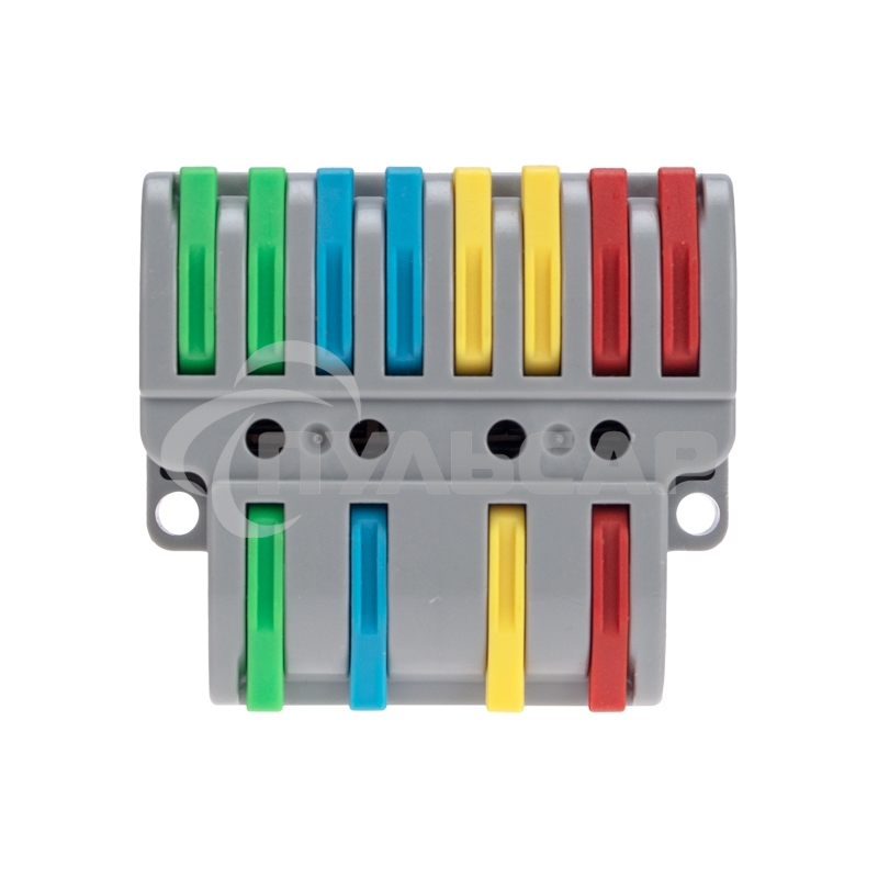 Клемма Rexant СМК 4х2 проходная разветвительная 4 полюса, с монтажной площадкой (1 ввод, 2 вывода на полюс) (20 шт/уп)