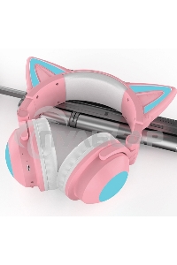 Гарнитура Party Cat mini ВТ 0051 (розово-голубые) c подсветкой накладная Bluetooth