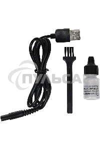 Набор для стрижки Galaxy Line GL 4166, черный с голубым, 3 Вт, время работы до 1,5 ч, аккум. Li-Ion 3,7 В, емк. аккум. 600 мА*ч, лезв. из нерж. стали, ширина лезвия 40 мм, 24 положения насадки-расчески (3,5 - 14,5 мм), филир. гребень, индик. заряда аккум.