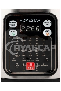 Мультиварка HOMESTAR HS-2031 900 Вт, 5 л, нержавеющая сталь/черный