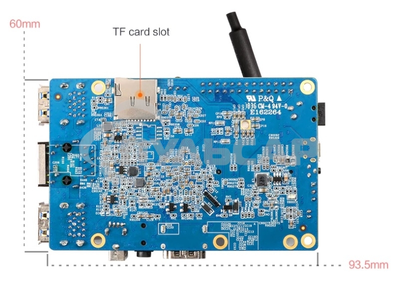Микрокомпьютер Orange PI 3 2Gb + 8Gb EMMC, Android 7, с кабелем питания. (44286)