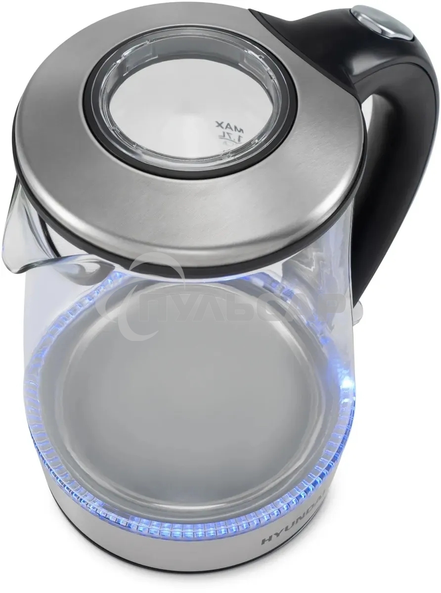 Чайник электрический Hyundai HYK-G8406 1.7л. 2200Вт прозрачный/черный (корпус: нержавеющая сталь)