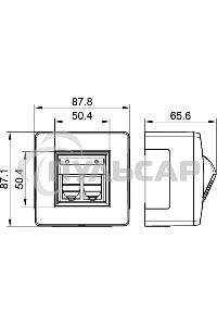 Коробка для миниканалов DKC (ДКС) 10656 с двумя телефонными/компьютерными розетками, белый