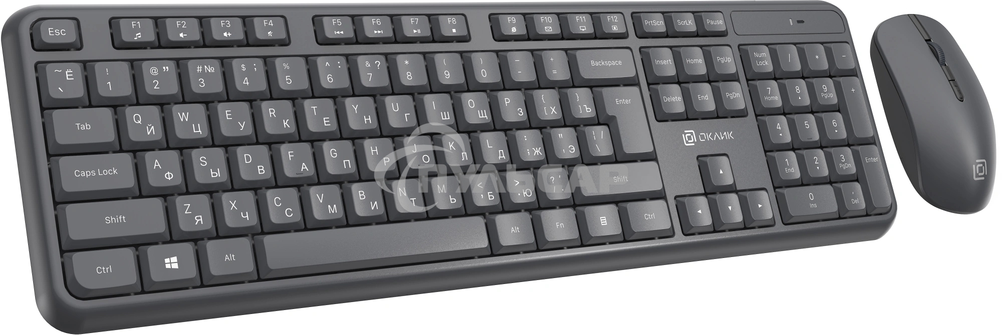 Комплект клавиатура + мышь Оклик S277W клав:серый мышь:серый USB беспроводная Multimedia (2066173)
