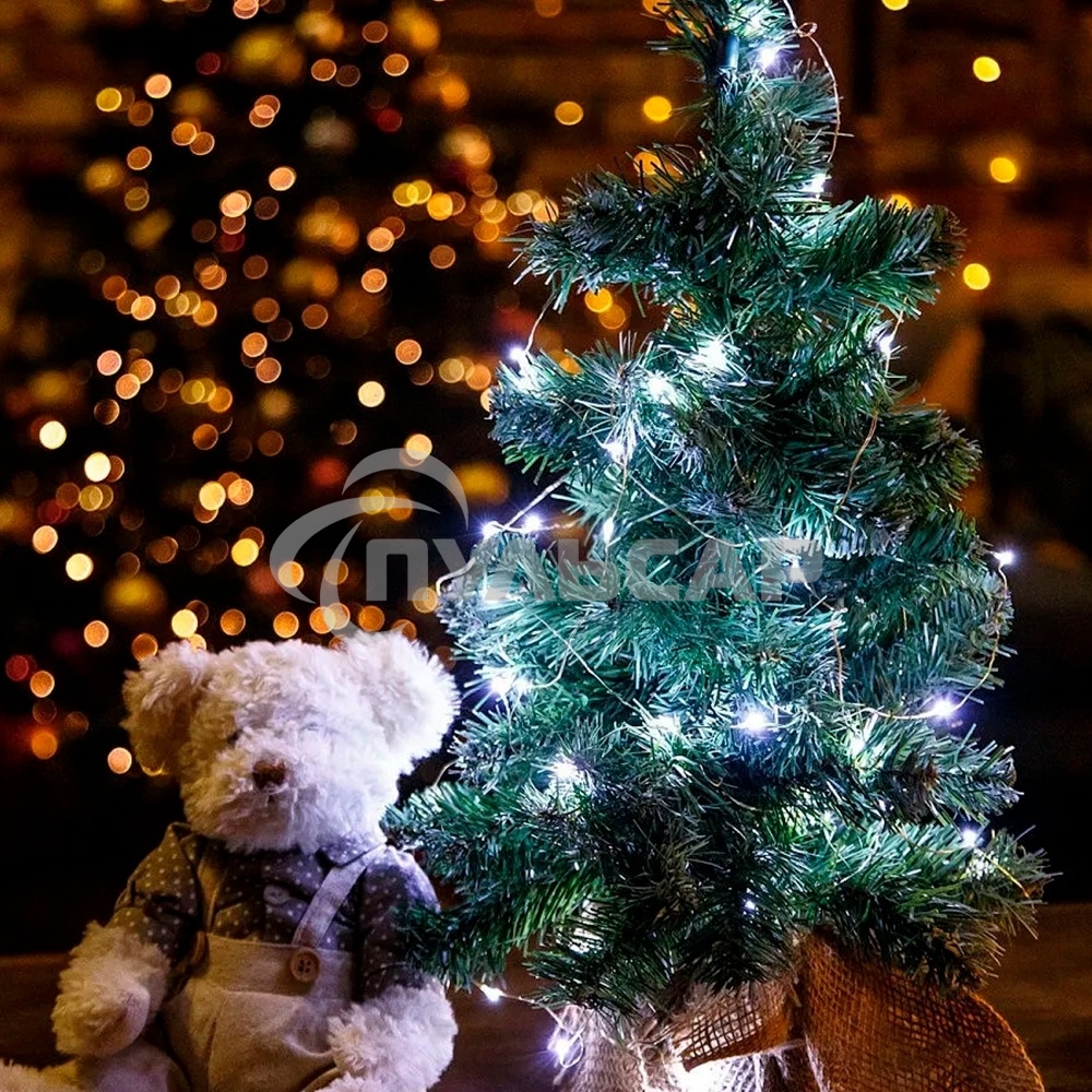 Гирлянда светод. Funray Нить, SE-STRING-550W, 5м, 50 LED, холодный белый, 3*АА, серебр. шнур 0,3м