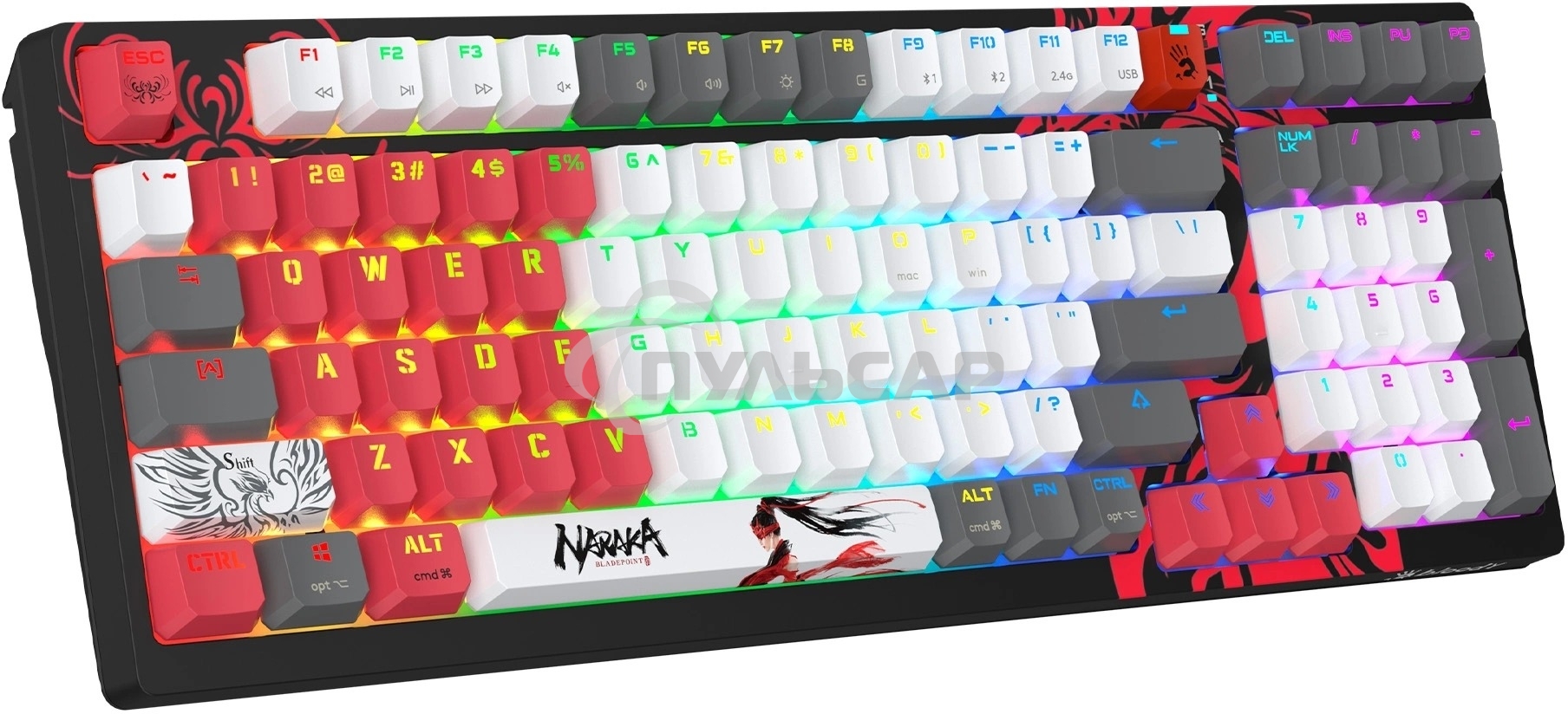 Клавиатура беспроводная механическая A4Tech Bloody WS98 Naraka USB черный/красный (WS98)