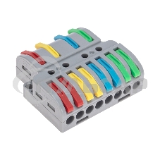 Клемма Rexant СМК 4х2 проходная разветвительная 4 полюса, с монтажной площадкой (1 ввод, 2 вывода на полюс) (20 шт/уп)