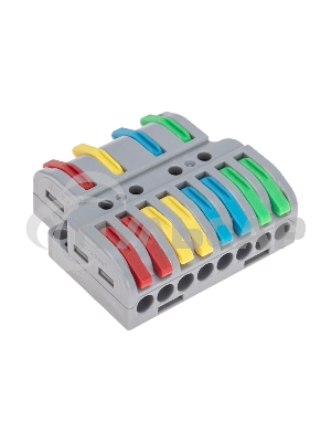 Клемма Rexant СМК 4х2 проходная разветвительная 4 полюса, с монтажной площадкой (1 ввод, 2 вывода на полюс) (20 шт/уп)