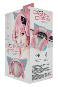 Гарнитура Party Cat mini ВТ 0051 (розово-голубые) c подсветкой накладная Bluetooth