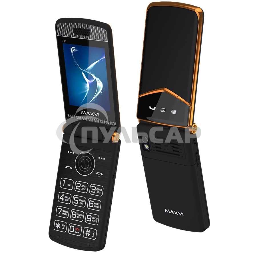 Мобильный телефон Maxvi E11 черный/золотой