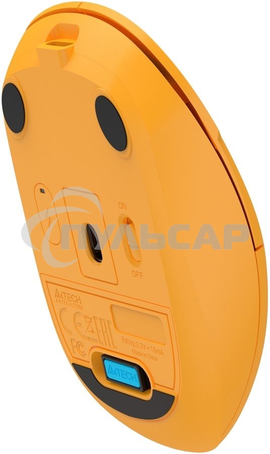 Мышь беспроводная A4Tech Fstyler FG15C Air2 желтый, 1200 dpi, радиоканал, USB, кнопки - 3