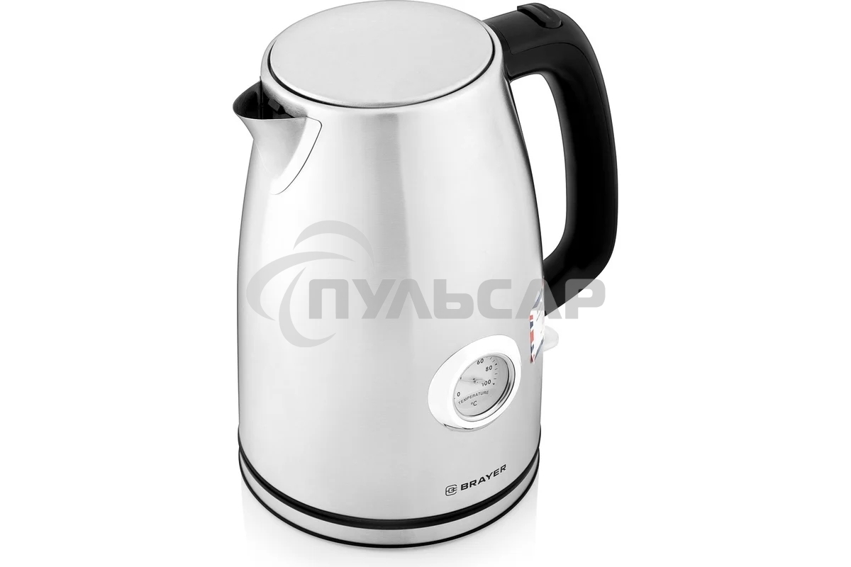 Чайник электрический BRAYER BR1022 2200Вт.1,7 л, STRIX, стальной, термометр.