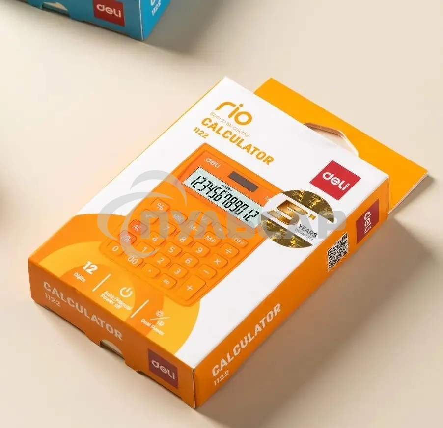 Калькулятор настольный Deli E1122/OR оранжевый 12-разр.