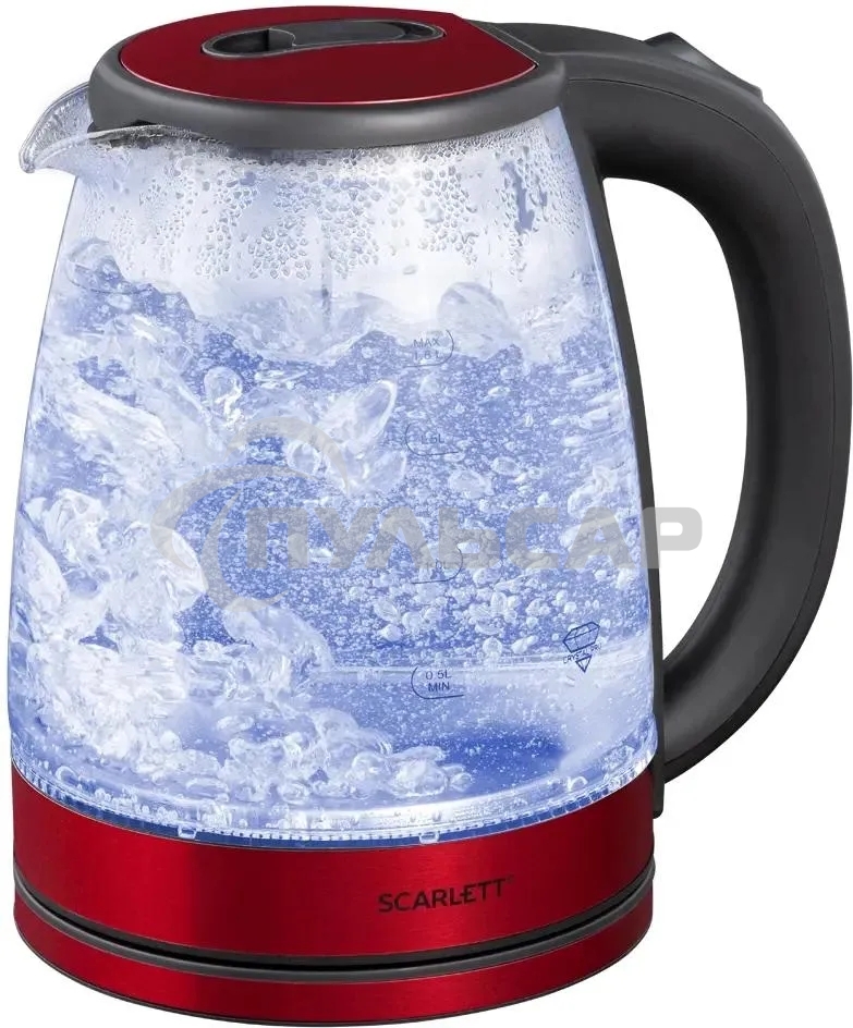 Чайник электрический Scarlett SC-EK27G65 красный/черный, 1800 Вт, 1.8 л