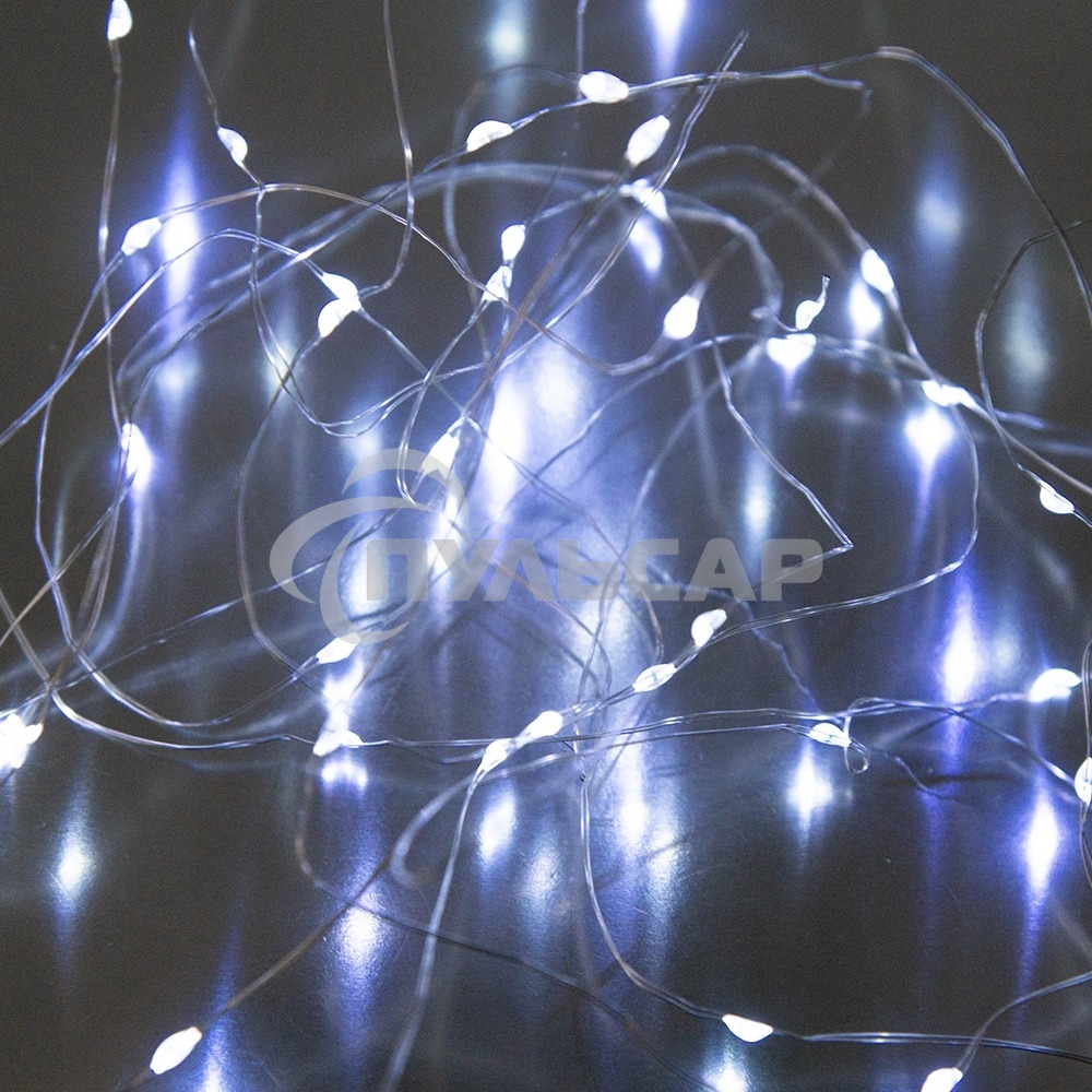 Гирлянда светод. Funray Нить, SE-STRING-550W, 5м, 50 LED, холодный белый, 3*АА, серебр. шнур 0,3м