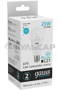Лампа светодиодная Gauss LED Elementary A67 25W E27 2100lm 4100K 1/10/50 0